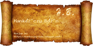 Hankóczy Bán névjegykártya